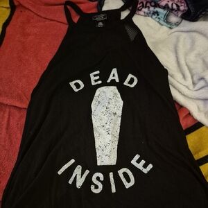 Hot Topic Black and White Asymmetrical Muscle Tee